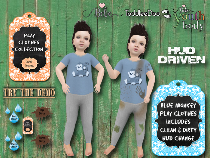 Second Life Marketplace Play Clothes Collection for BYB, Bebe & TD